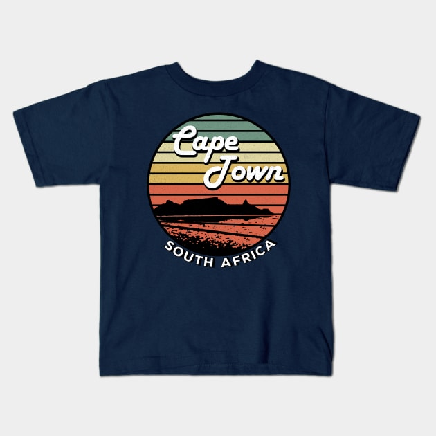 Cape Town Table Mountain South Africa Vintage Kids T-Shirt by BraaiNinja